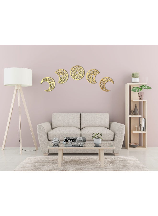 Home Gallery Lunation Moon Wood Wall Art - Set Of 5 Each 30X30 - Image 1