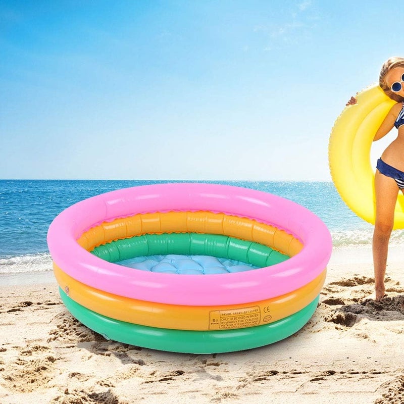 ويوبلز حوض استحمام قابل للنفخ للأطفال الرضع، مسبح هوائي للأطفال الصغار، حوض استحمام دائري الشكل بألوان زاهية مع مقعد مركزي مبطن ناعم (كبير) - Image 3