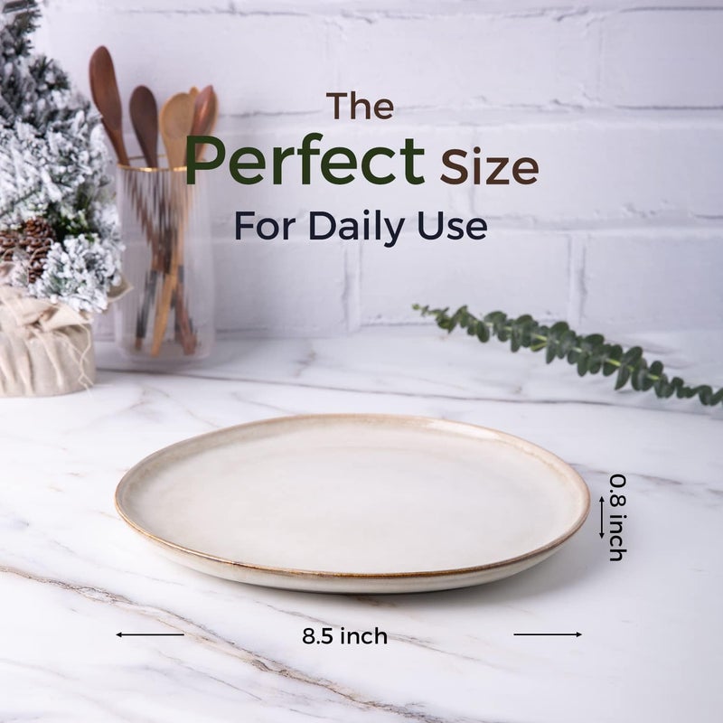 AmorArc Ceramic Plates Set of 6, 8.5 Inch Handmade Reactive Glaze Stoneware Plates set for Dessert, Salad, Appetizer, Small Dinner Plates, Microwave & Dishwasher Safe, Scratch Resistant-Cappuccino - Image 2