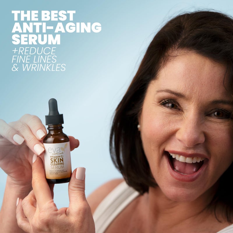 Eva Naturals Vitamin C Serum for Face with Retinol & Salicylic Acid â€“ Skin Clearing Acne Spot Treatment with Niacinamide, Hyaluronic Acid, MSM â€“ Anti-Aging Facial Serum for Dark Spots and Blemishes - Image 2