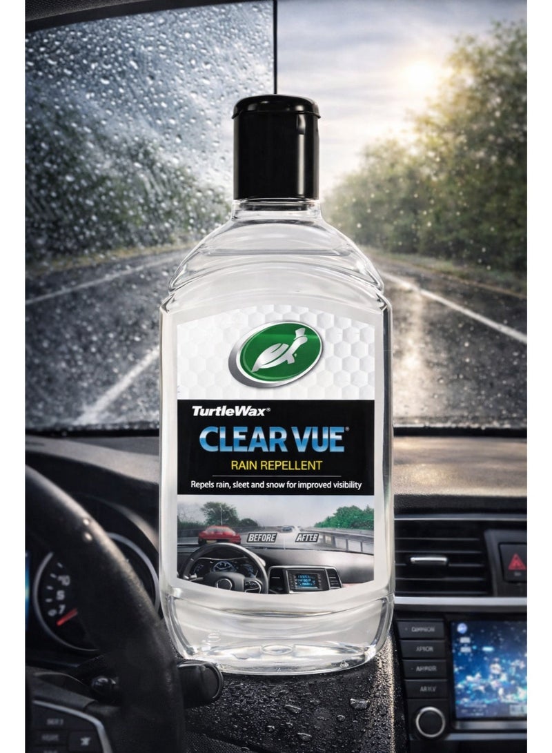 TurtleWax Clear Vue Rain Repellent Advanced Windshield Glass Treatment Coating to Repel Rain Sleet and Snow for Improved Driving Visibility and Safer Road Travel. - Image 1