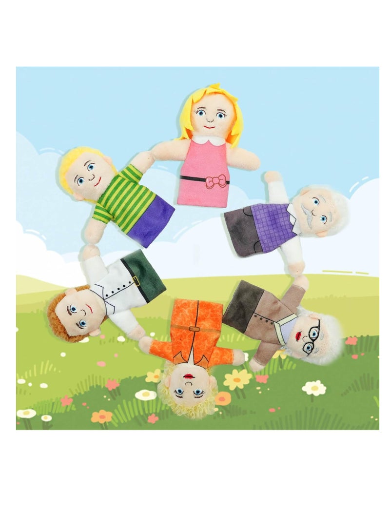 Y&D Finger Puppet Family Finger Puppet,6pcs Cute Puppet Mini Plush Toys Teaching Show,Soft Puppet for Kids Family Members Role Playing Birthday Party - Image 4
