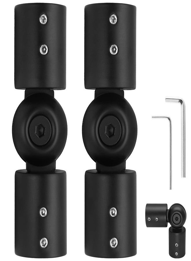 Rierdge 2 Pcs 1 Inch Corner Curtain Rod Connector, Heavy Duty Window Curtain Rod Corner Connector, Curtain Rod Connector Hinged Elbow Connector Bay Windows Rod Corner Elbow Connector (Black) - Image 1