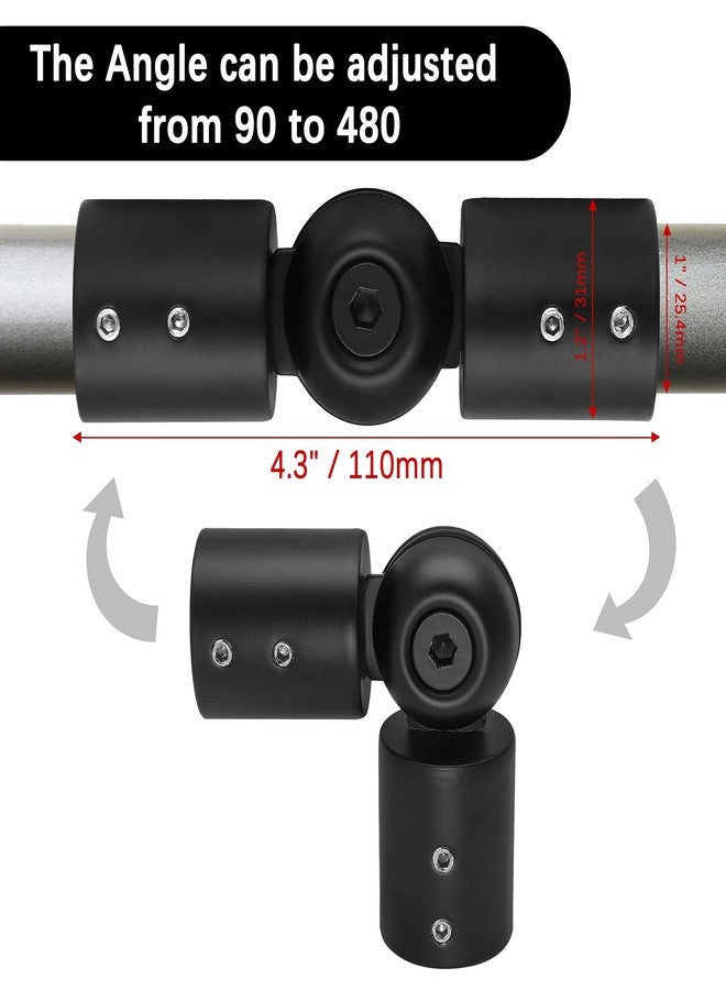 Rierdge 2 Pcs 1 Inch Corner Curtain Rod Connector, Heavy Duty Window Curtain Rod Corner Connector, Curtain Rod Connector Hinged Elbow Connector Bay Windows Rod Corner Elbow Connector (Black) - Image 4
