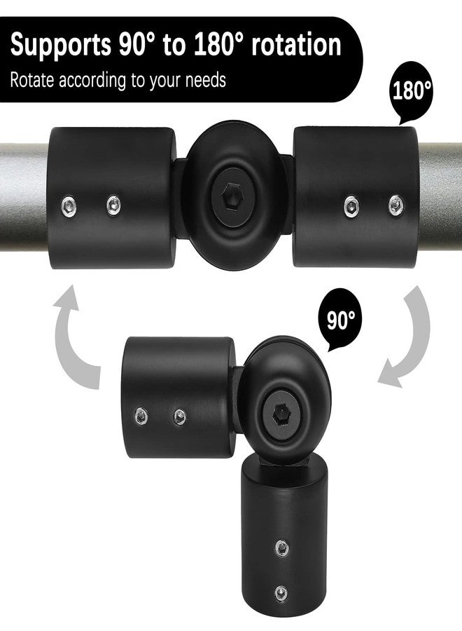 Rierdge 2 Pcs 1 Inch Corner Curtain Rod Connector, Heavy Duty Window Curtain Rod Corner Connector, Curtain Rod Connector Hinged Elbow Connector Bay Windows Rod Corner Elbow Connector (Black) - Image 3