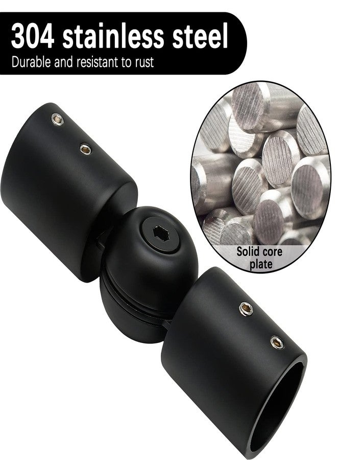 Rierdge 2 Pcs 1 Inch Corner Curtain Rod Connector, Heavy Duty Window Curtain Rod Corner Connector, Curtain Rod Connector Hinged Elbow Connector Bay Windows Rod Corner Elbow Connector (Black) - Image 2