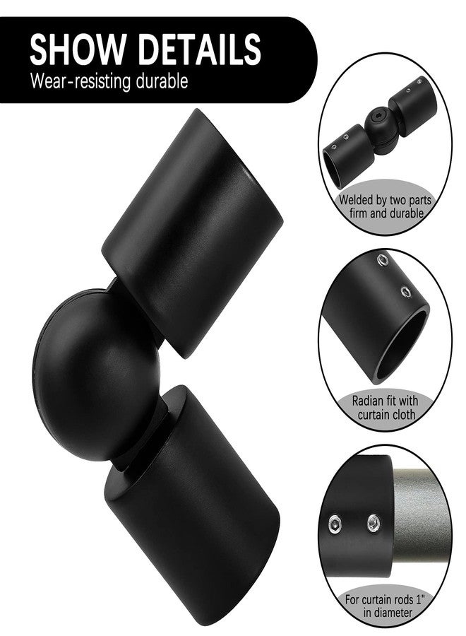 Rierdge 2 Pcs 1 Inch Corner Curtain Rod Connector, Heavy Duty Window Curtain Rod Corner Connector, Curtain Rod Connector Hinged Elbow Connector Bay Windows Rod Corner Elbow Connector (Black) - Image 5