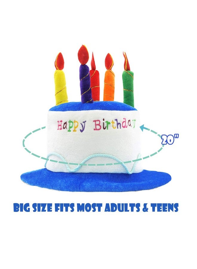 Novelty Place Novelty Place Blue Plush Happy Birthday Cake Hat - Unisex Adult Size Fancy Dress Party Hats - Perfect as Party Favors, Costume Accessories - Cake & 5 Multicolor Candles - Image 4