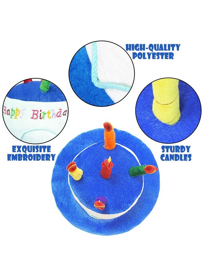 Novelty Place Novelty Place Blue Plush Happy Birthday Cake Hat - Unisex Adult Size Fancy Dress Party Hats - Perfect as Party Favors, Costume Accessories - Cake & 5 Multicolor Candles - Image 2