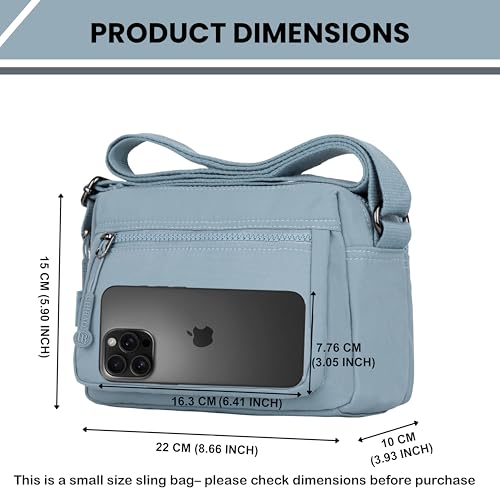 TS WITH TECHSUN Women's Small Crossbody Sling Bag, Stylish Anti-Theft Shoulder Sling Purse, Adjustable Strap, Multiple Compartments, Travel and Daily Essentials (22 × 15 × 10 cm) (Slate Blue) - Image 2