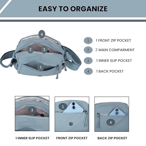 TS WITH TECHSUN Women's Small Crossbody Sling Bag, Stylish Anti-Theft Shoulder Sling Purse, Adjustable Strap, Multiple Compartments, Travel and Daily Essentials (22 × 15 × 10 cm) (Slate Blue) - Image 4