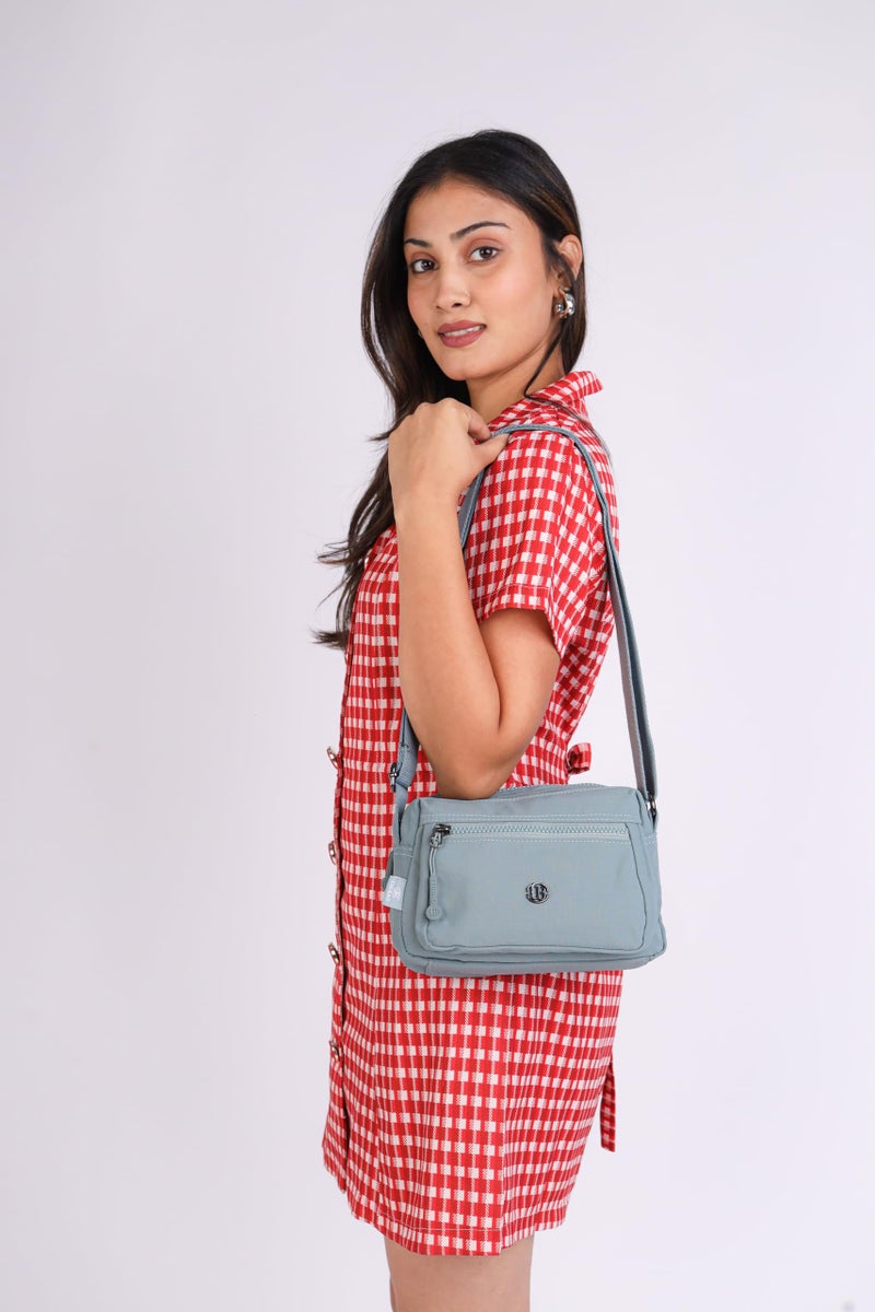 TS WITH TECHSUN Women's Small Crossbody Sling Bag, Stylish Anti-Theft Shoulder Sling Purse, Adjustable Strap, Multiple Compartments, Travel and Daily Essentials (22 × 15 × 10 cm) (Slate Blue) - Image 3