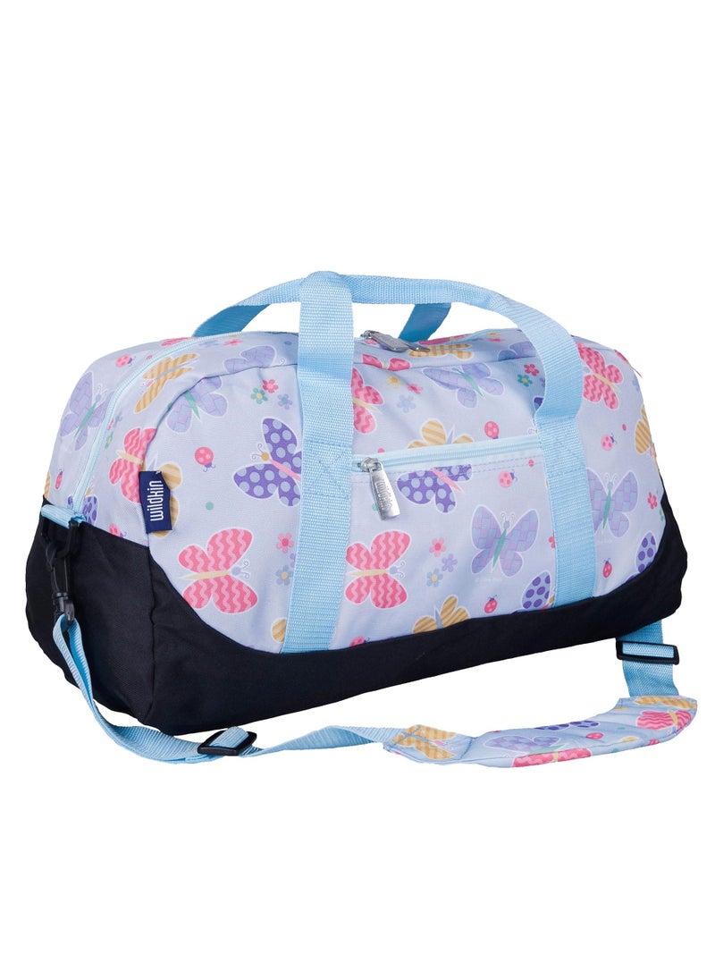 Wildkin Wildkin Kids Overnighter Duffel Bag  CarryOn Size Ideal for School  Sleepovers  Butterfly Garden 