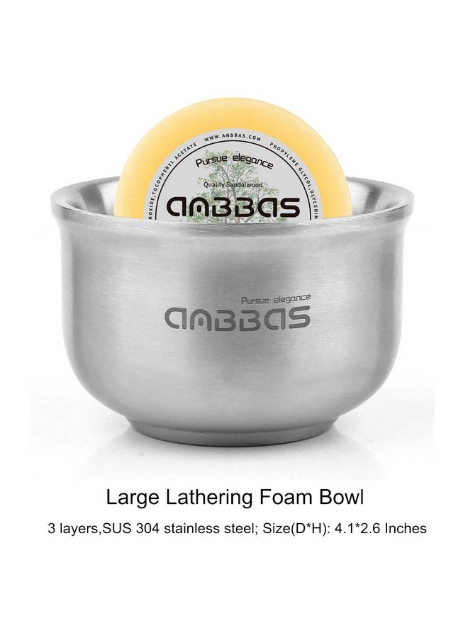Synthetic Badger Shaving Brush Set,Stainless Steel Shaving Razor And Brush Stand And Lathering Foam Bowl, 3.5Oz Natural Shaving Soap Puck Refill For Men