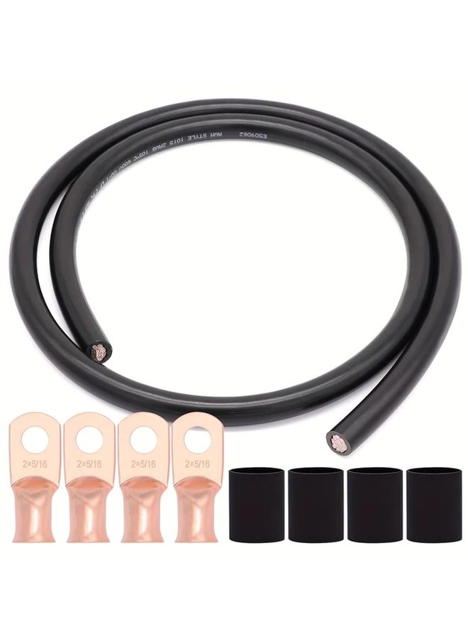 2AWG كابل لحام أحمر وأسود 3 × 28 قدم مع 5 × 16 طرف أنبوب حراري قابل للانكماش - Image 2