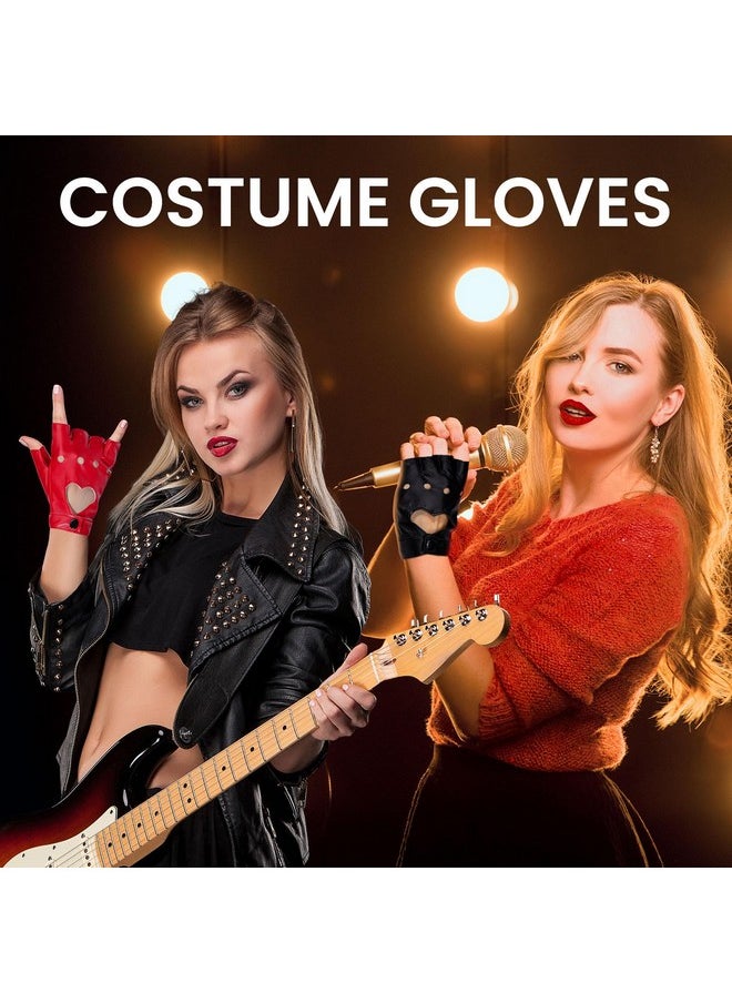 GOOTRADES gootrades Punk Fingerless Dance Glove For Women, Jazz Style Glove, PU Leather (Rose Red)  - Image 5