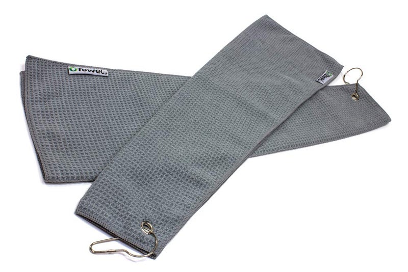 Clothlete Hook & Grommet Microfiber Golf Bag Towel 2 Pack (Gray) - Image 3