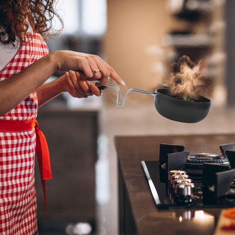 MAGHROLA NonStick Aluminum Mini Tadka Pan with Steel Handle for rasam sambhar Perfect for EggsSpicesButter MeltingMore 120mm Tadka Pan for SaagDalKadhiDhoklaIndian Cooking28 x 12 cm Black - Image 3