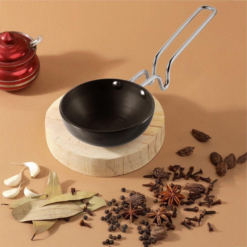 MAGHROLA NonStick Aluminum Mini Tadka Pan with Steel Handle for rasam sambhar Perfect for EggsSpicesButter MeltingMore 120mm Tadka Pan for SaagDalKadhiDhoklaIndian Cooking28 x 12 cm Black - Image 4