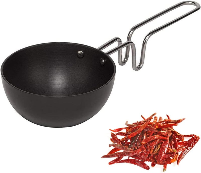 MAGHROLA NonStick Aluminum Mini Tadka Pan with Steel Handle for rasam sambhar Perfect for EggsSpicesButter MeltingMore 120mm Tadka Pan for SaagDalKadhiDhoklaIndian Cooking28 x 12 cm Black - Image 1