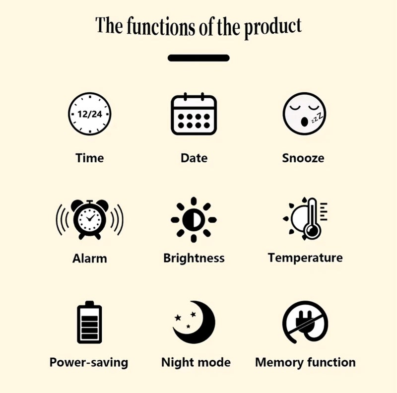 Nispruhay LED Alarm Clock Digital Table Bamboo Surface with Workday Temperature Alert Quartz Desk Clock for Study Room Home Bedroom Kitchen - Image 5