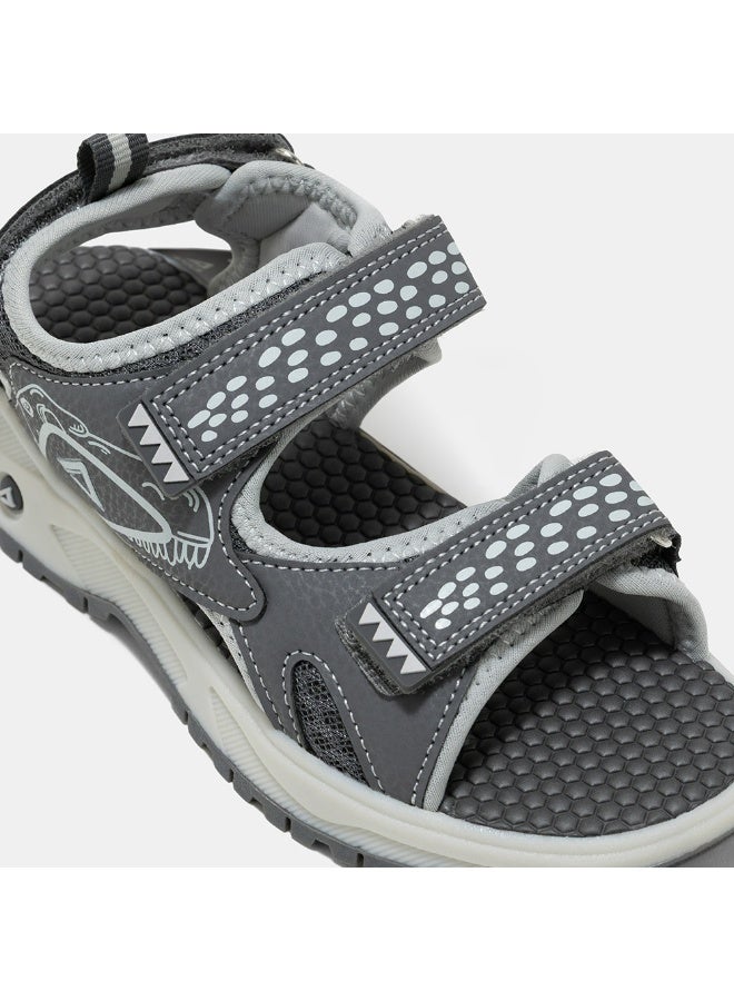 AMICA Boys Sandals with Open Toe Adjustable Straps, Dark and Light Grey - Image 4