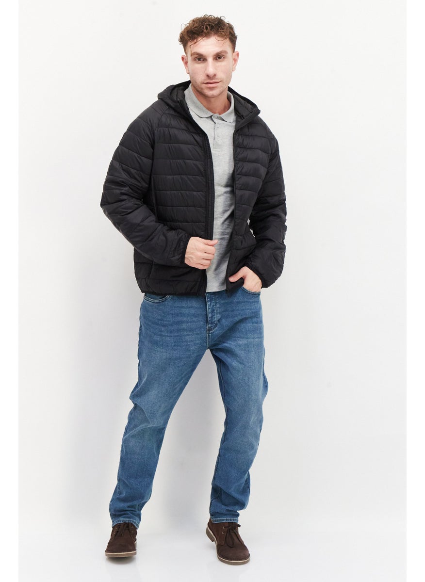 French Connection Men Regular Fit Hooded Long Sleeves Plain Jacket, Black  - Image 3