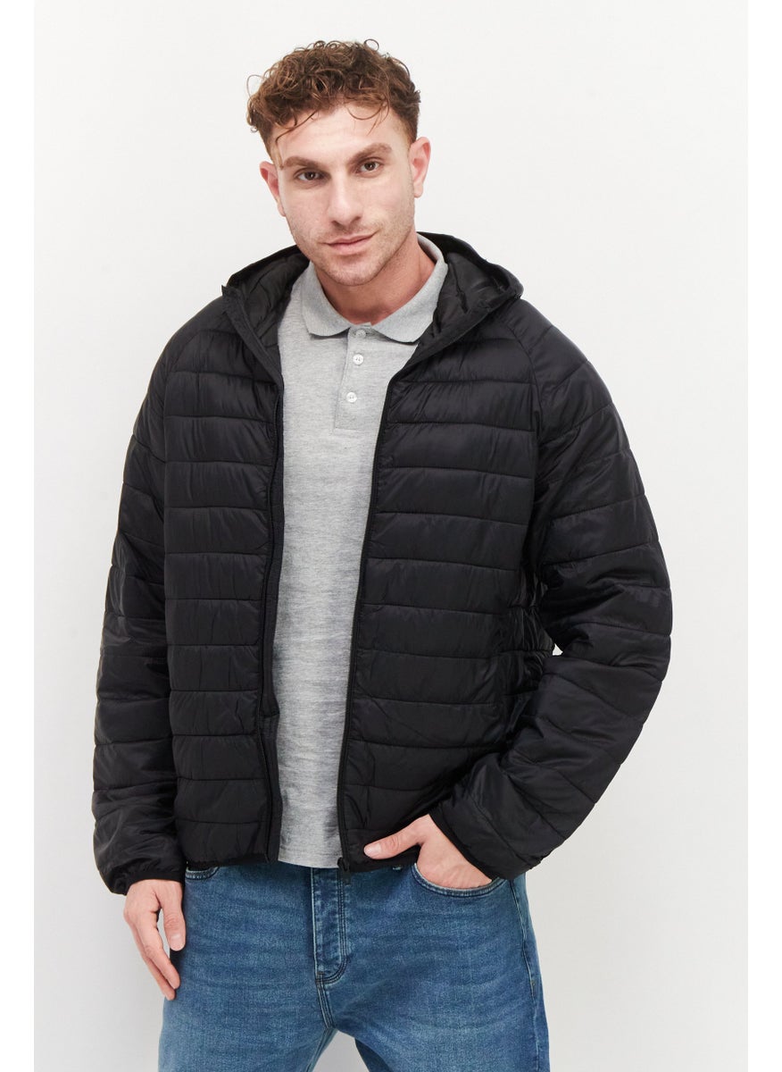 French Connection Men Regular Fit Hooded Long Sleeves Plain Jacket, Black  - Image 1