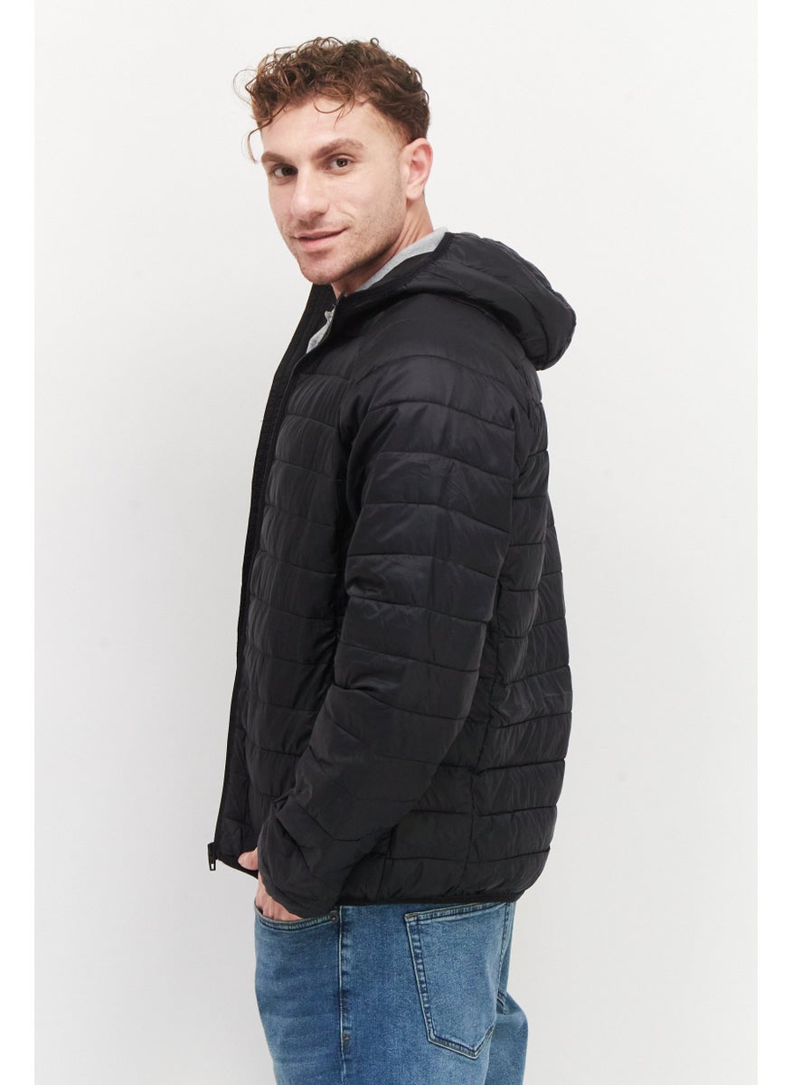 French Connection Men Regular Fit Hooded Long Sleeves Plain Jacket, Black  - Image 2