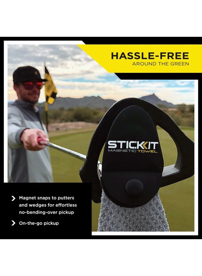 STICK-IT Magnetic Towel, Gray | Top-Tier Microfiber Golf Towel with Deep Waffle Pockets | Industrial Strength Magnet for Strong Hold to Golf Carts or Clubs - Image 4