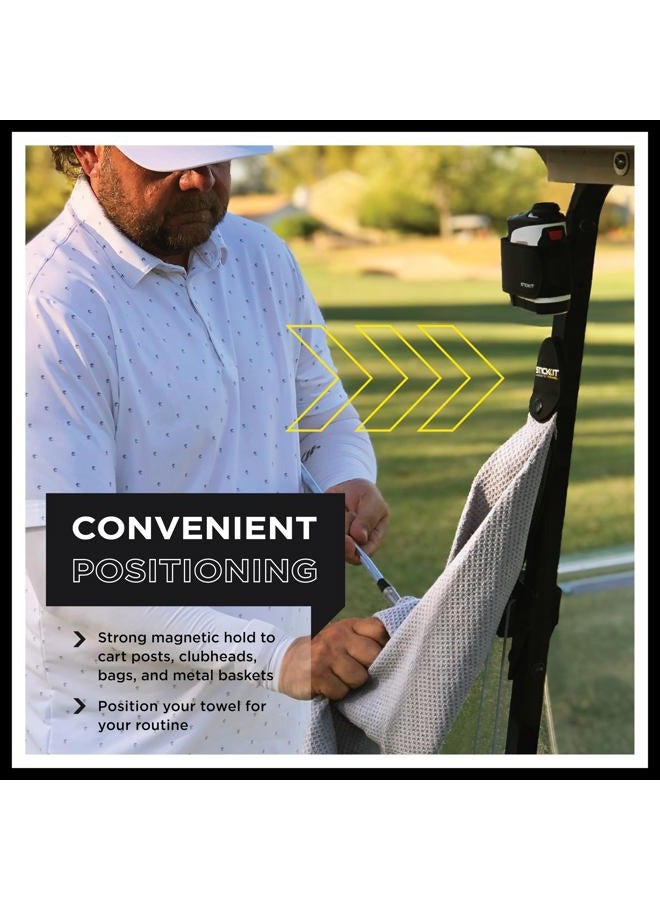 STICK-IT Magnetic Towel, Gray | Top-Tier Microfiber Golf Towel with Deep Waffle Pockets | Industrial Strength Magnet for Strong Hold to Golf Carts or Clubs - Image 2
