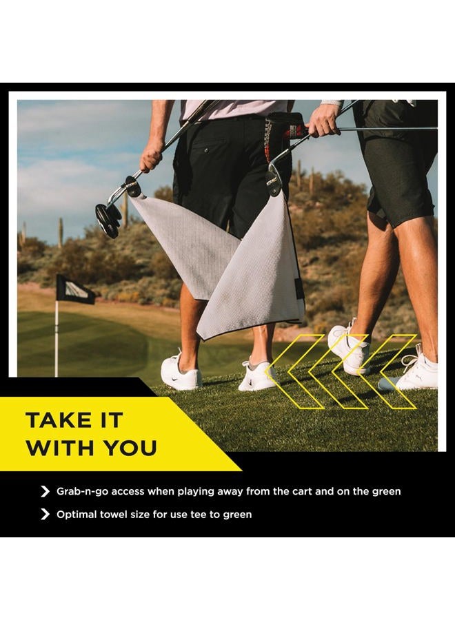 STICK-IT Magnetic Towel, Gray | Top-Tier Microfiber Golf Towel with Deep Waffle Pockets | Industrial Strength Magnet for Strong Hold to Golf Carts or Clubs - Image 3
