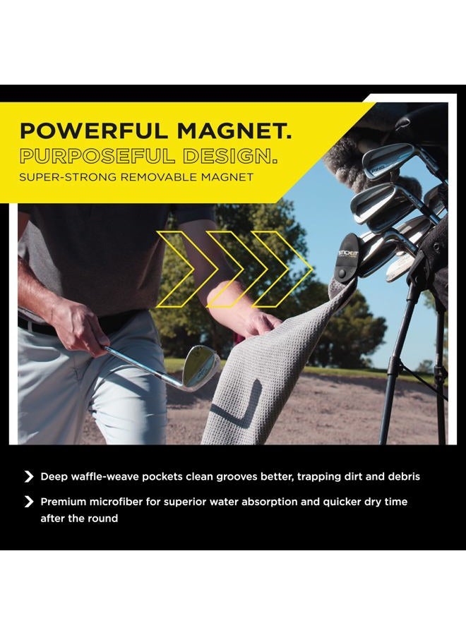 STICK-IT Magnetic Towel, Gray | Top-Tier Microfiber Golf Towel with Deep Waffle Pockets | Industrial Strength Magnet for Strong Hold to Golf Carts or Clubs - Image 5