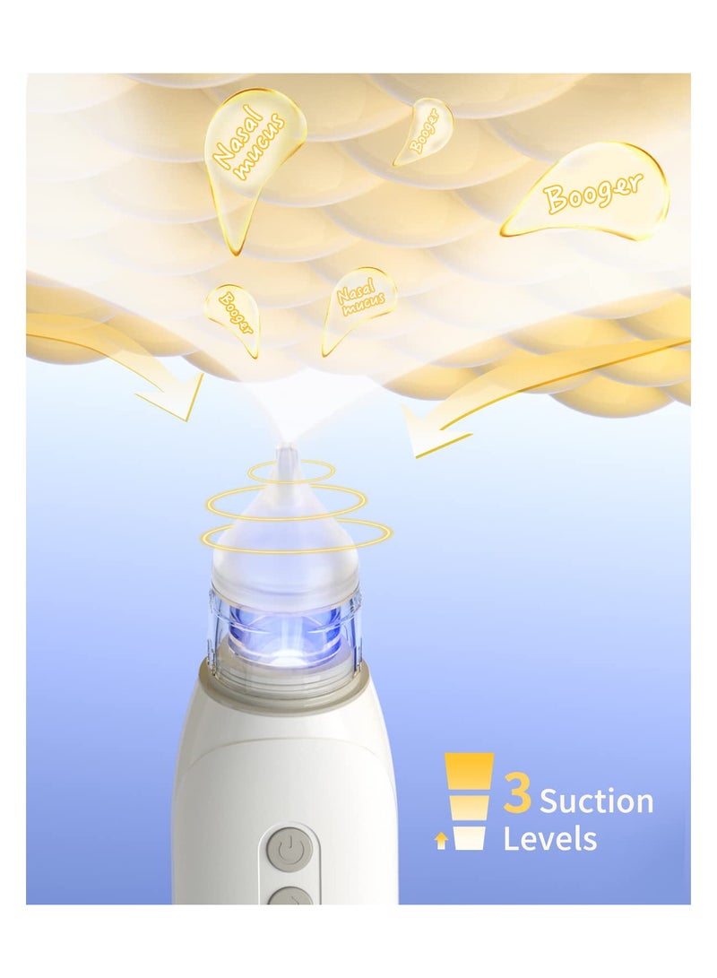 SYOSI Nasal Aspirator for Baby Electric Baby Nose Sucker, Booger Sucker with Self - Cleaning Function Baby Snot Sucker with 3 Levels of Suction Music and Light 2 Nose - Image 3