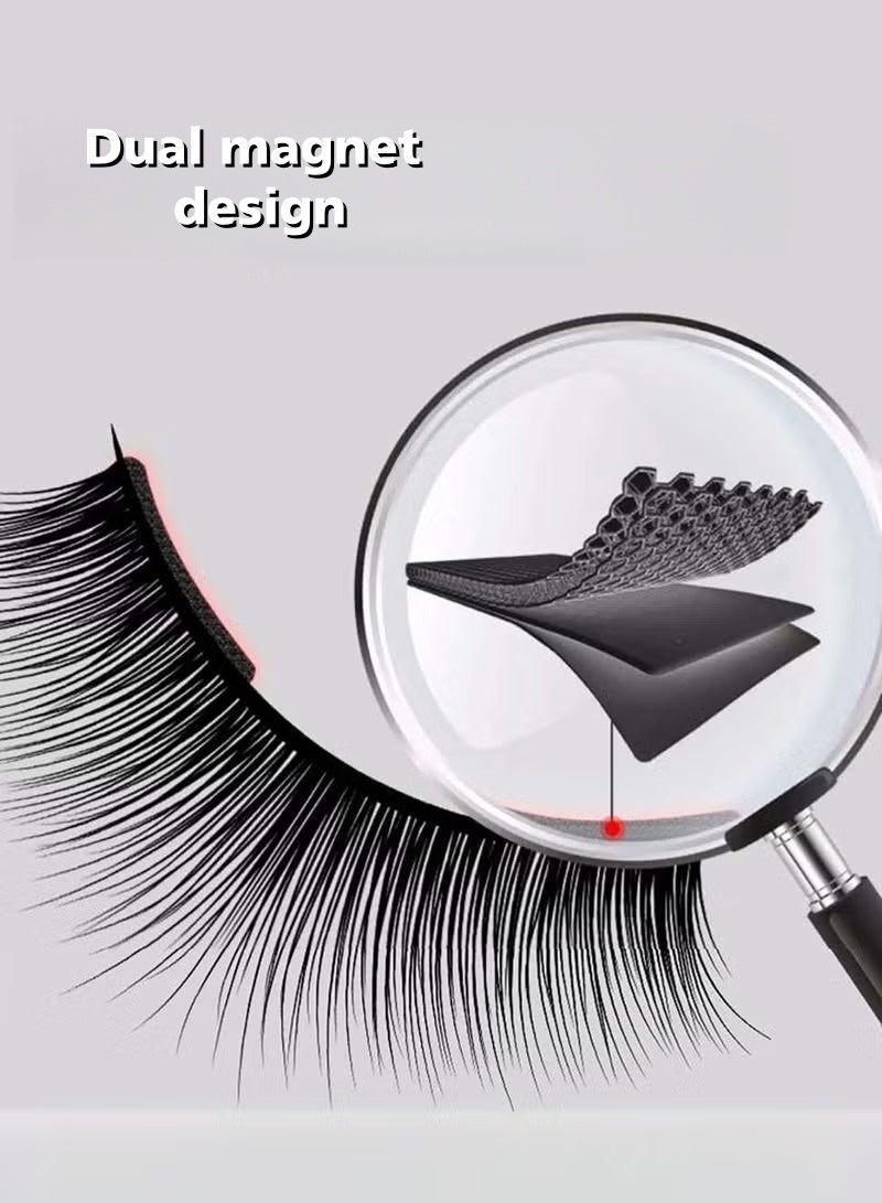 LUMYA 12Pcs Magnetic Eyelashes Set, Reusable Natural Double Magnet False Eyelashes with Applicator and Tweezers, No Glue Needed, Soft High-Temperature Fiber, Easy to Wear and Remove (Black) - Image 5
