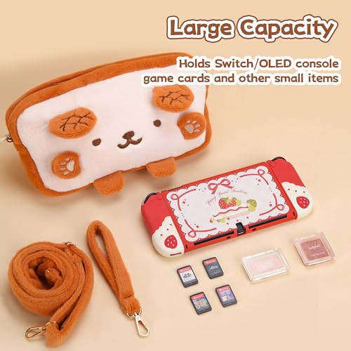 GeekShare Plush Toast Bag Compatible with SwitchOLED Large Capacity Travel Carrying Case with A Shoulder Strap fit Switch Console Game Accessories - Image 3