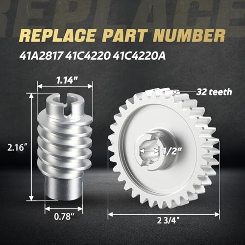 HIMARKLIF Upgrade Aluminum Alloy Drive and Worm Gear Kit Compatible with LiftMaster Craftsman Chamberlain Master Mechanic Garage Master Door Opener Access System Replace# 41A2817 41C4220 41C4220A - Image 4