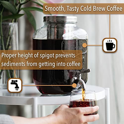 Brew To A Tea BTaT- Cold Brew Coffee Maker, 1 Gallon Mason Jars Drink Dispenser, Gallon Cold Brew Coffee Maker, Iced Tea Maker, Cold Brew Coffee Carafe, Beverage Dispenser, Glass Dispenser, Cold Brew System - Image 4