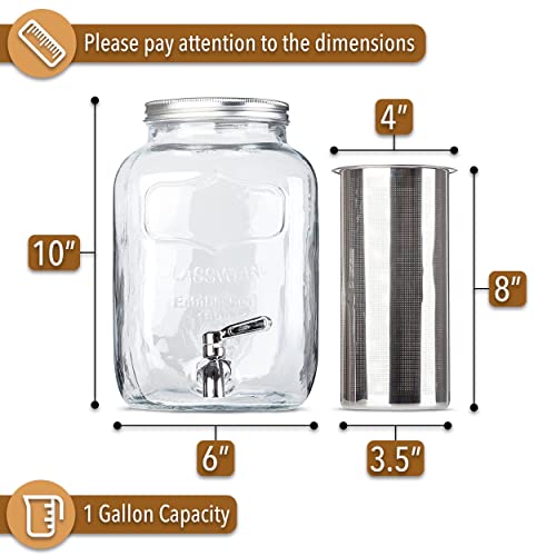 Brew To A Tea BTaT- Cold Brew Coffee Maker, 1 Gallon Mason Jars Drink Dispenser, Gallon Cold Brew Coffee Maker, Iced Tea Maker, Cold Brew Coffee Carafe, Beverage Dispenser, Glass Dispenser, Cold Brew System - Image 2