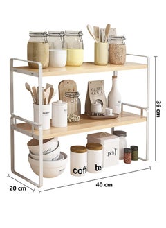 McDou 2 layer simple desktop bookshelf storage rack with metal frame wood board desktop display rack  suitable for office shelf stationery storage rack living room storage and dormitory use  - Image 2