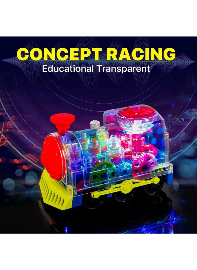 TOY GARDEN Light Up Gear Train Toy for Kids – Transparent Electric Rotating Mechanical Train with Flashing Lights, Music & Sound – Educational Locomotive Toy  - Image 2