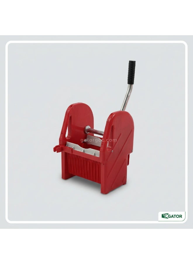 Gator Mop Bucket Trolley with Deluxe Down Press Wringer | Heavy Duty Commercial Floor Cleaning Bucket on Wheels | 25 Ltr | Red - Image 3
