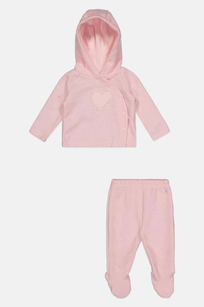 Rock-A-Bye Baby Boutique Toddlers Girl 2 Piece Hoodie And bottom Set, Pink - Image 2