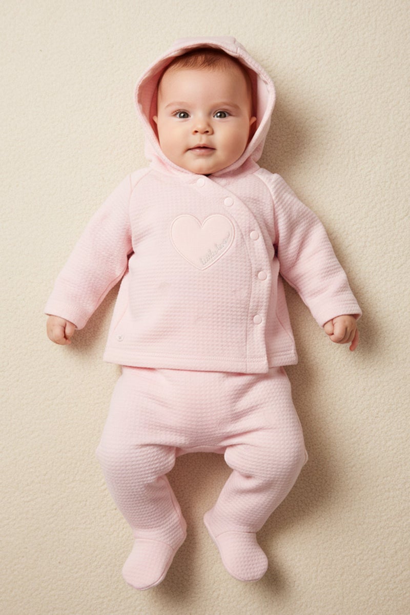 Rock-A-Bye Baby Boutique Toddlers Girl 2 Piece Hoodie And bottom Set, Pink - Image 1