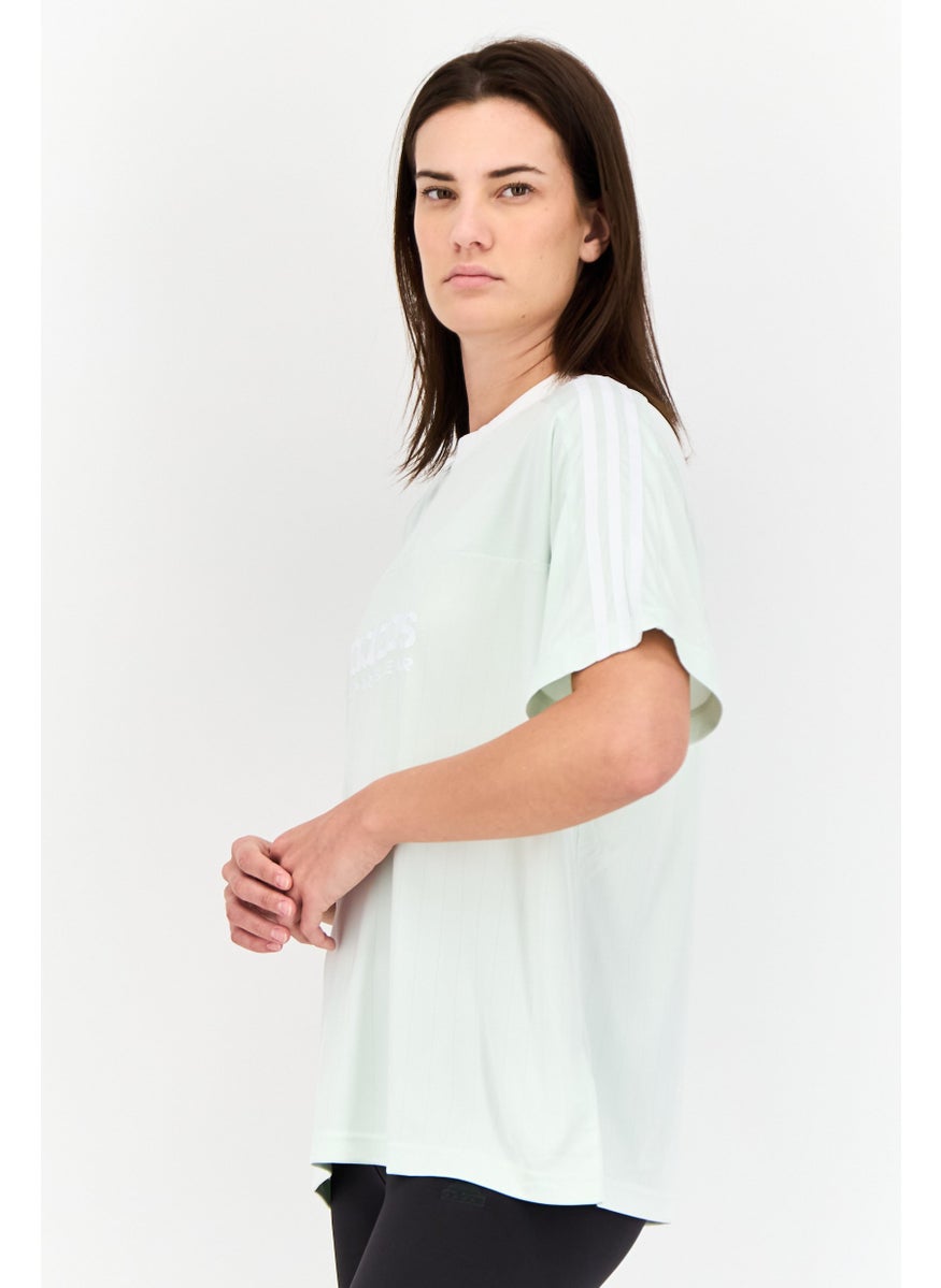 Adidas Women Sportswear Fit Short Sleeve Training T-Shirts, Mint Green  - Image 2