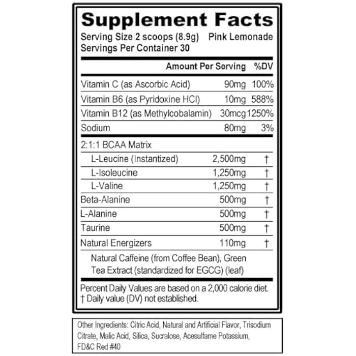 Evlution EVL BCAAs Amino Acids Powder - BCAA Energy Pre Workout Powder for Muscle Recovery Lean Growth and Endurance - Rehydrating Post Workout Recovery Drink with Natural Caffeine - Pink Lemonade - Image 2