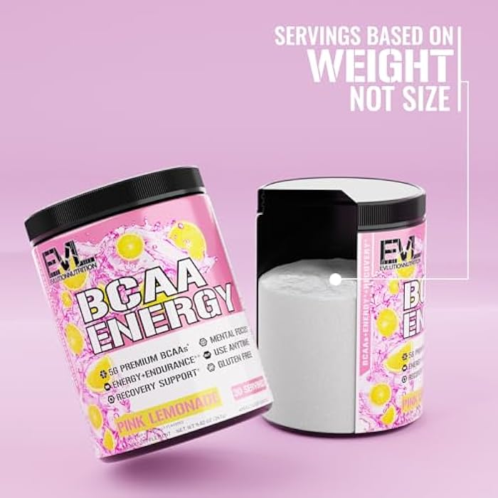 Evlution EVL BCAAs Amino Acids Powder - BCAA Energy Pre Workout Powder for Muscle Recovery Lean Growth and Endurance - Rehydrating Post Workout Recovery Drink with Natural Caffeine - Pink Lemonade - Image 5