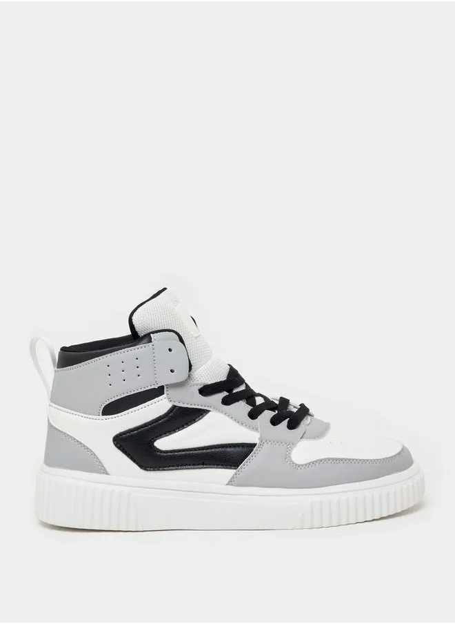 Styli Color Block Hi-Top Lace Up Skateboarding Shoes