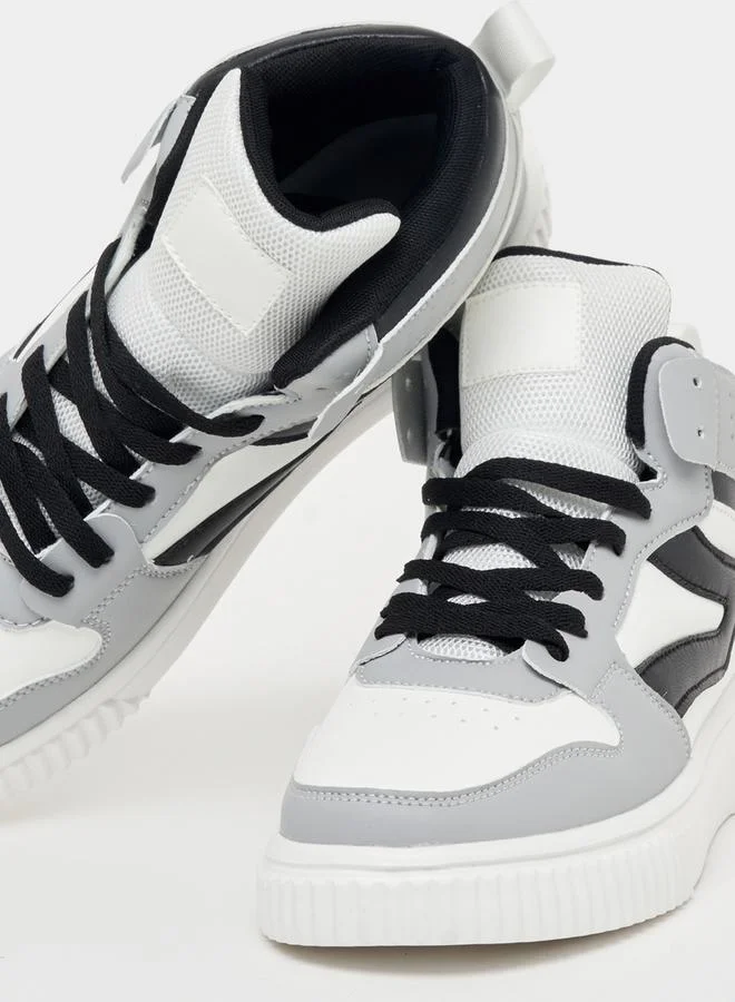 Styli Styli Color Block Hi-Top Lace Up Skateboarding Shoes