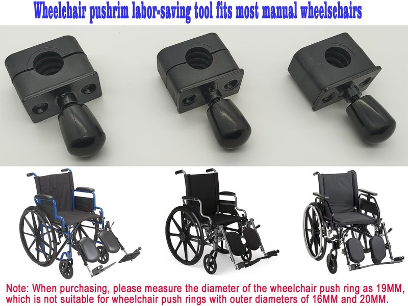 ForconMed Manual Wheelchair Mobility Grips, 3PCS Black, Suitable for 19MM Wheelchair Pushrim with Tools and Hardware - Image 5